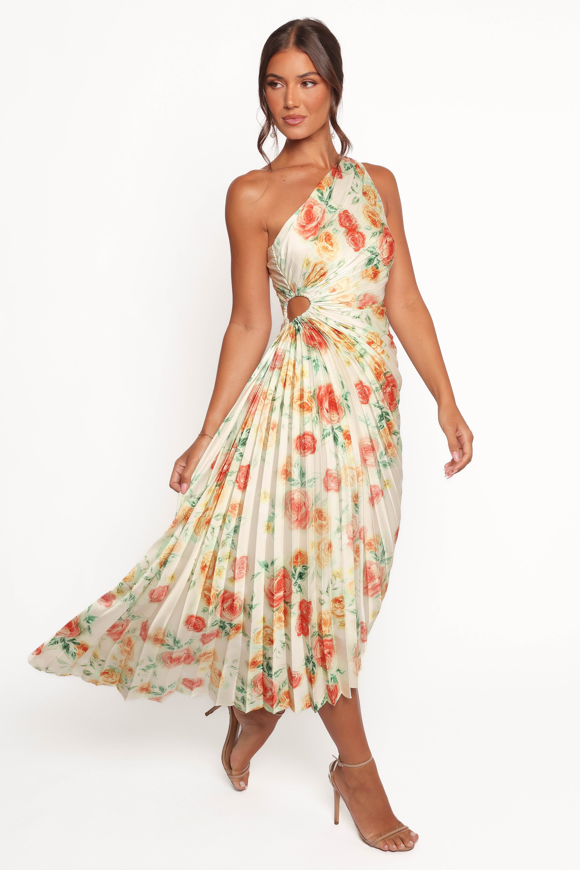 Petal and Pup USA DRESSES Kleo One Shoulder Maxi Dress - Yellow Floral