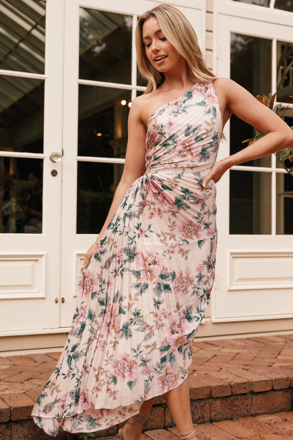 Kleo One Shoulder Maxi Dress - Pink Floral Kleo One Shoulder Maxi Dress - Pink Floral