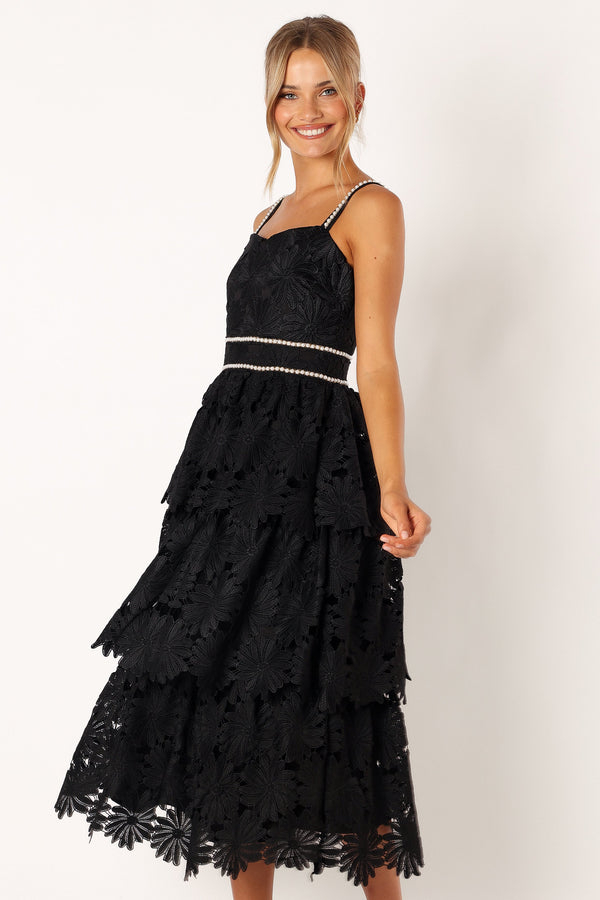 Petal and Pup USA DRESSES Knox Tiered Midi Dress - Black