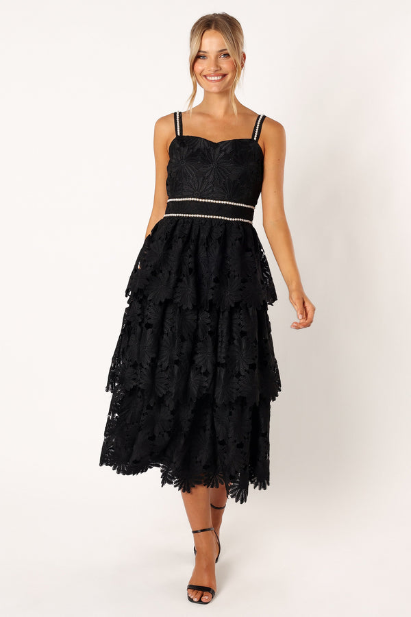 Petal and Pup USA DRESSES Knox Tiered Midi Dress - Black