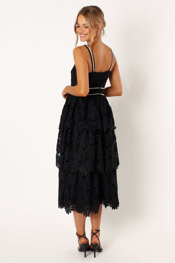 Petal and Pup USA DRESSES Knox Tiered Midi Dress - Black