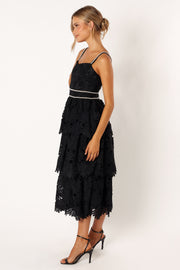 Petal and Pup USA DRESSES Knox Tiered Midi Dress - Black