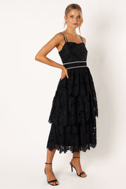 Petal and Pup USA DRESSES Knox Tiered Midi Dress - Black