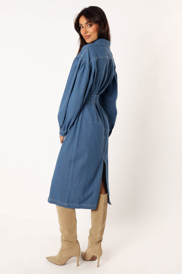 Petal and Pup USA DRESSES Kocoa Long Sleeve Midi Dress - Denim