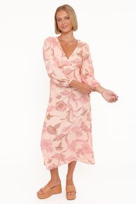 Petal and Pup USA DRESSES Kolby Long Sleeve Midi Dress - Pink Floral