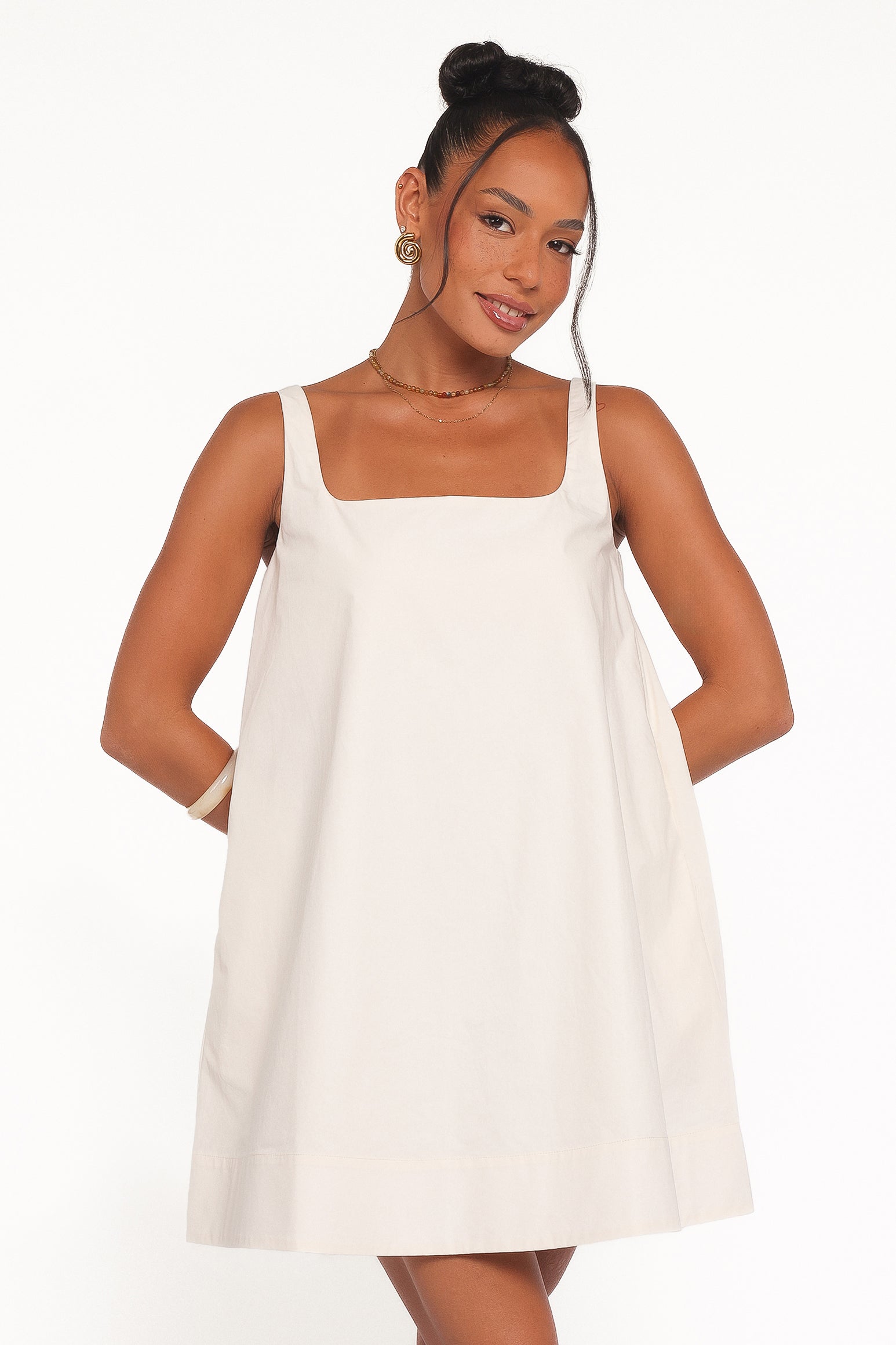 Petal and Pup USA DRESSES Kora Mini Dress - Chalk White