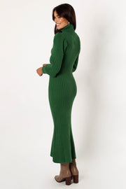 Petal and Pup USA DRESSES Korah Long Sleeve Midi Dress - Hunter Green