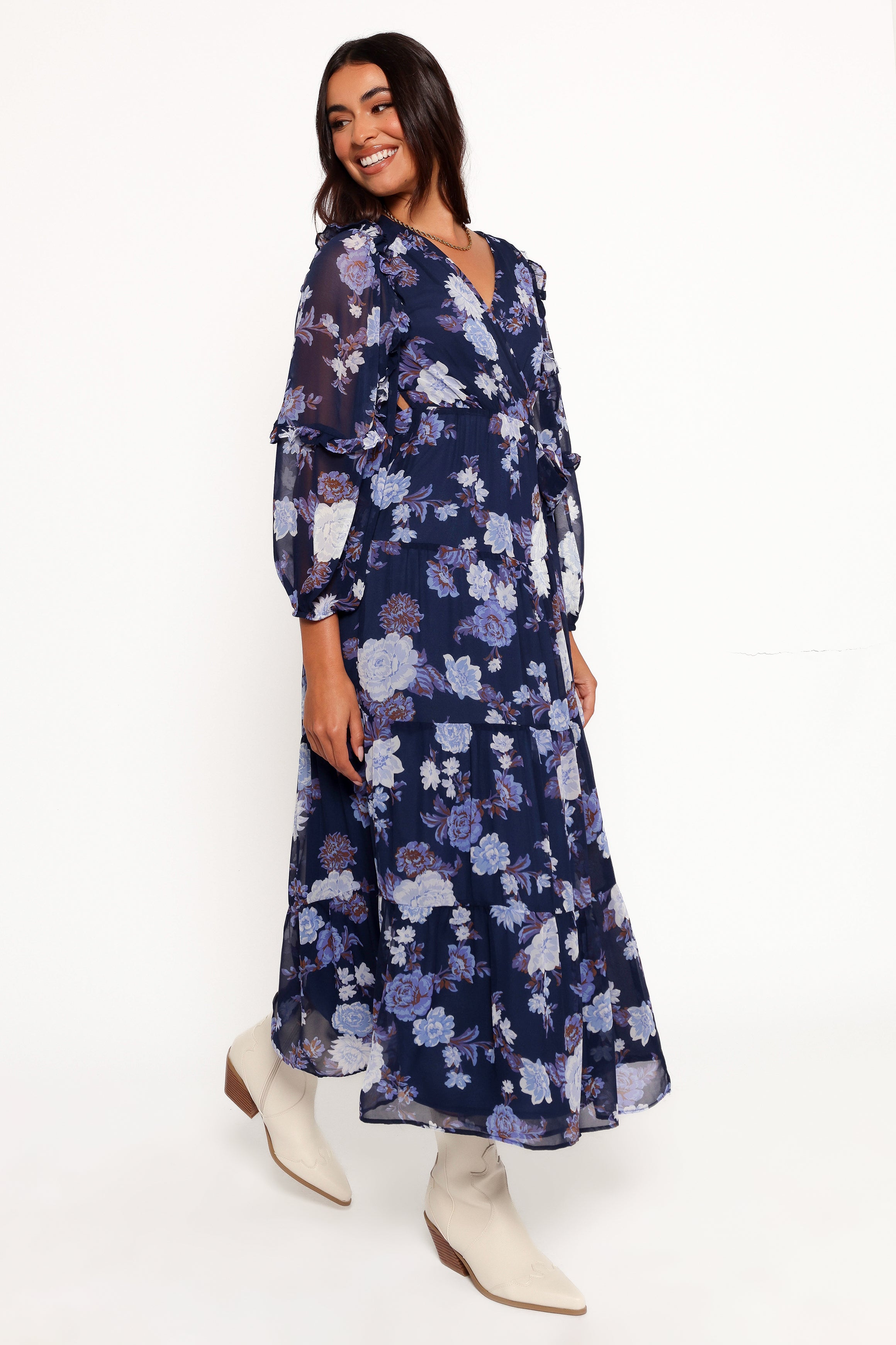 Petal and Pup USA DRESSES Korina Long Sleeve Maxi Dress - Vintage Blues