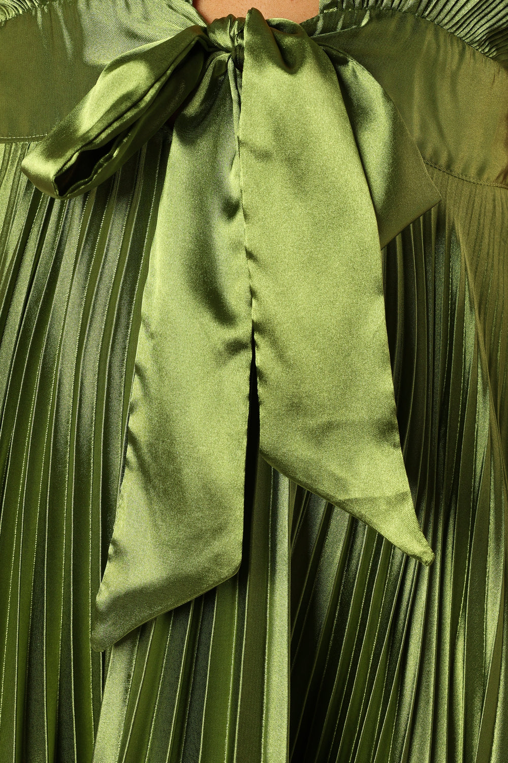 Kris Pleated Maxi Dress Martini Olive Petal & Pup USA
