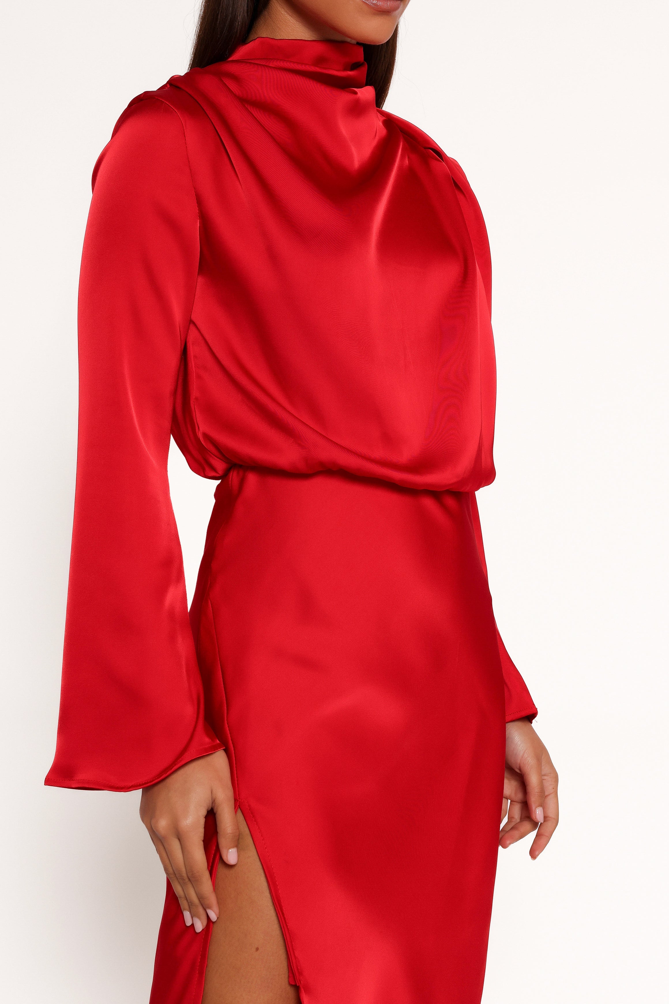 Kristyn Long Sleeve Midi Dress - Red | Petal & Pup USA Kristyn Long Sleeve Midi Dress - Red | Petal & Pup USA