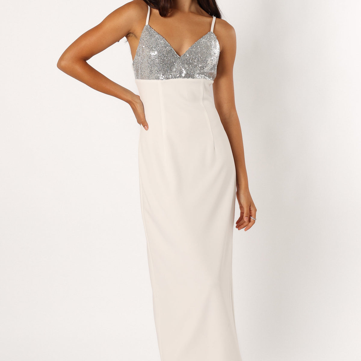 Kylie Slip Dress - White Silver | Petal & Pup USA
