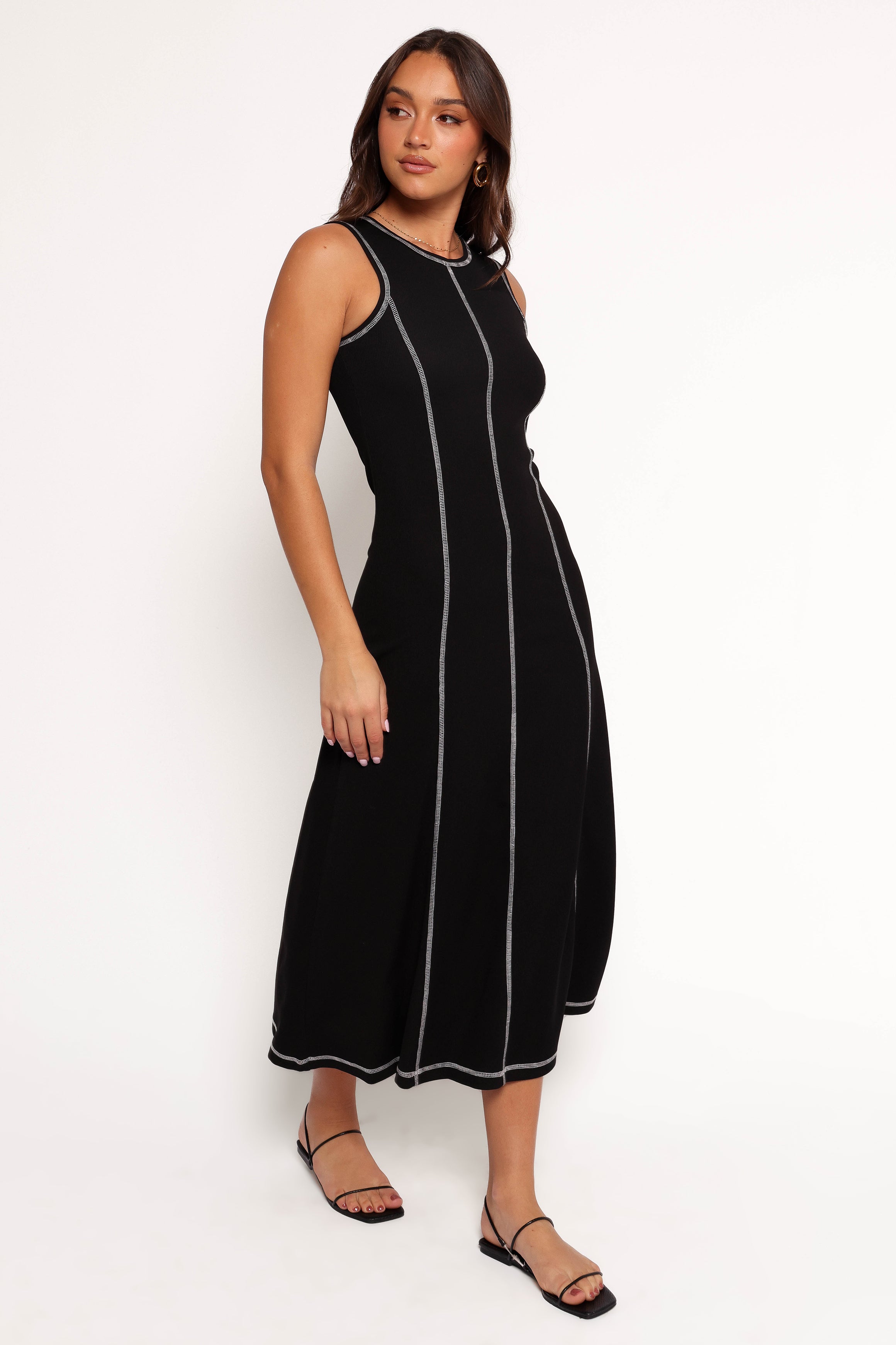Petal and Pup USA DRESSES Kyrie Midi Dress - Black White