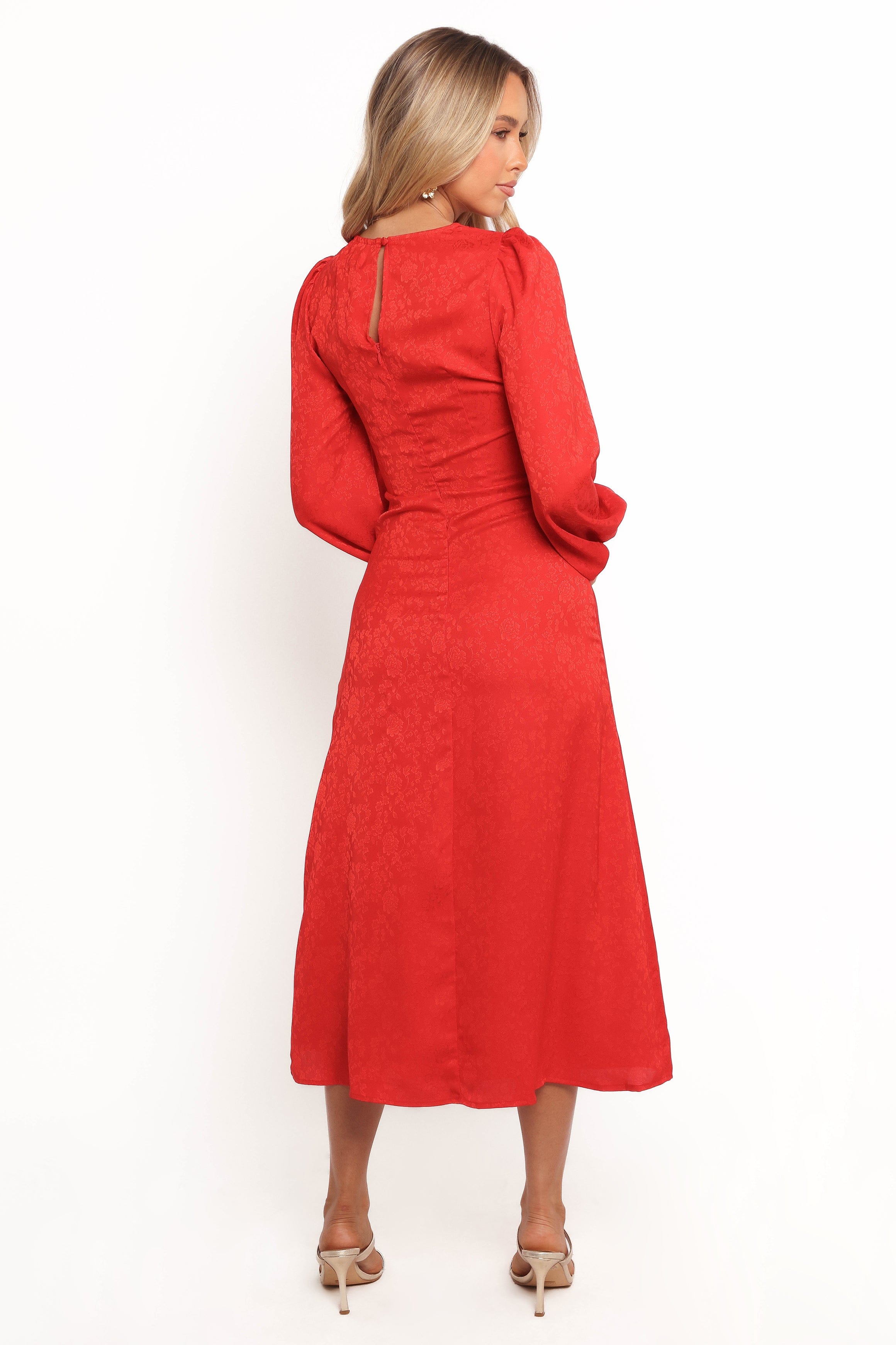 Petal and Pup USA DRESSES Laine Long Sleeve Midi Dress - Red