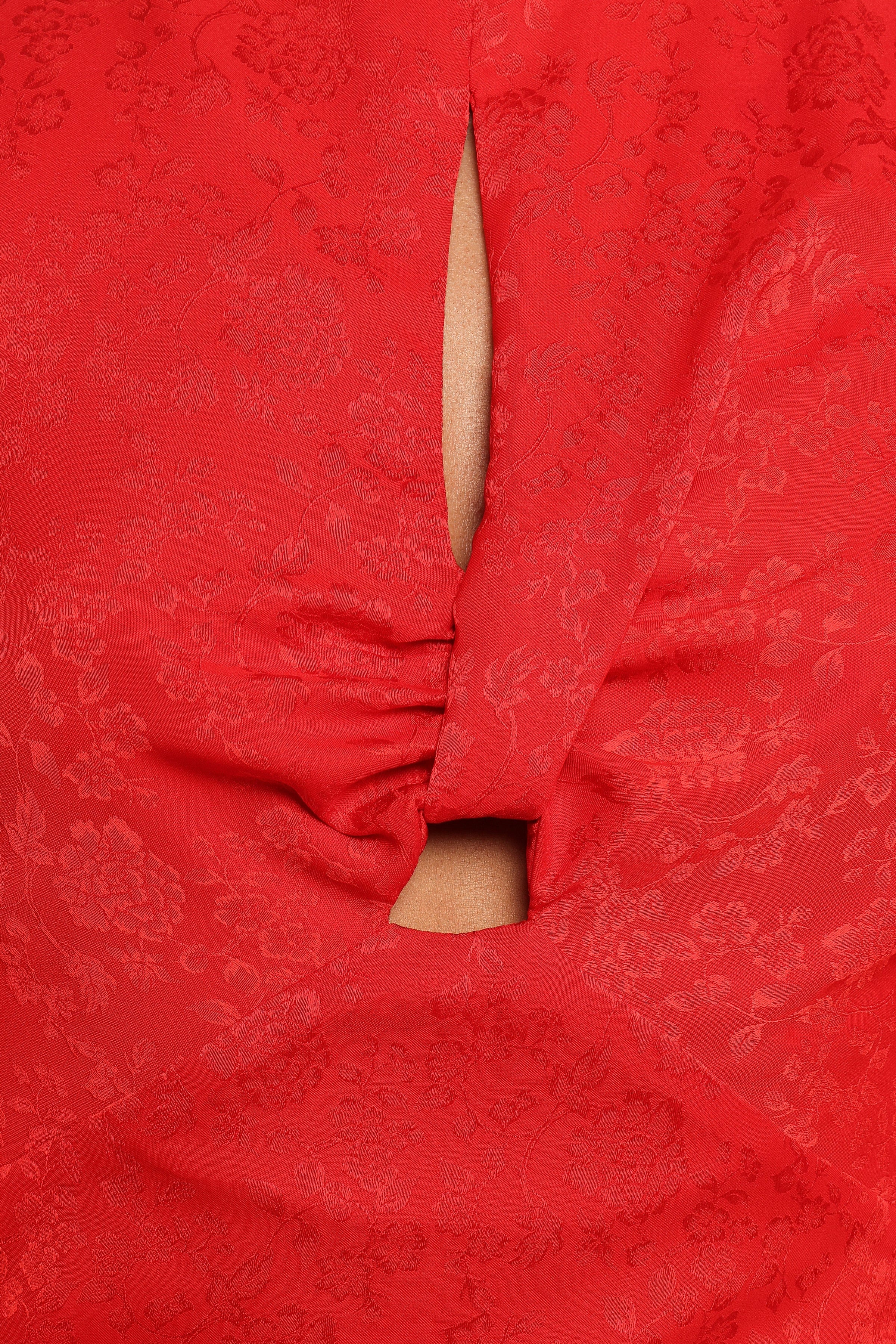 Petal and Pup USA DRESSES Laine Long Sleeve Midi Dress - Red