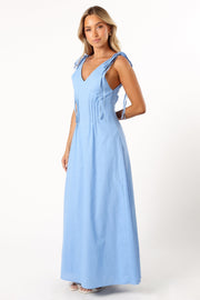 Petal and Pup USA DRESSES Lainey Tie Maxi Dress - Blue