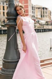 Petal and Pup USA DRESSES Lainey Tie Maxi Dress - Pink Stripe