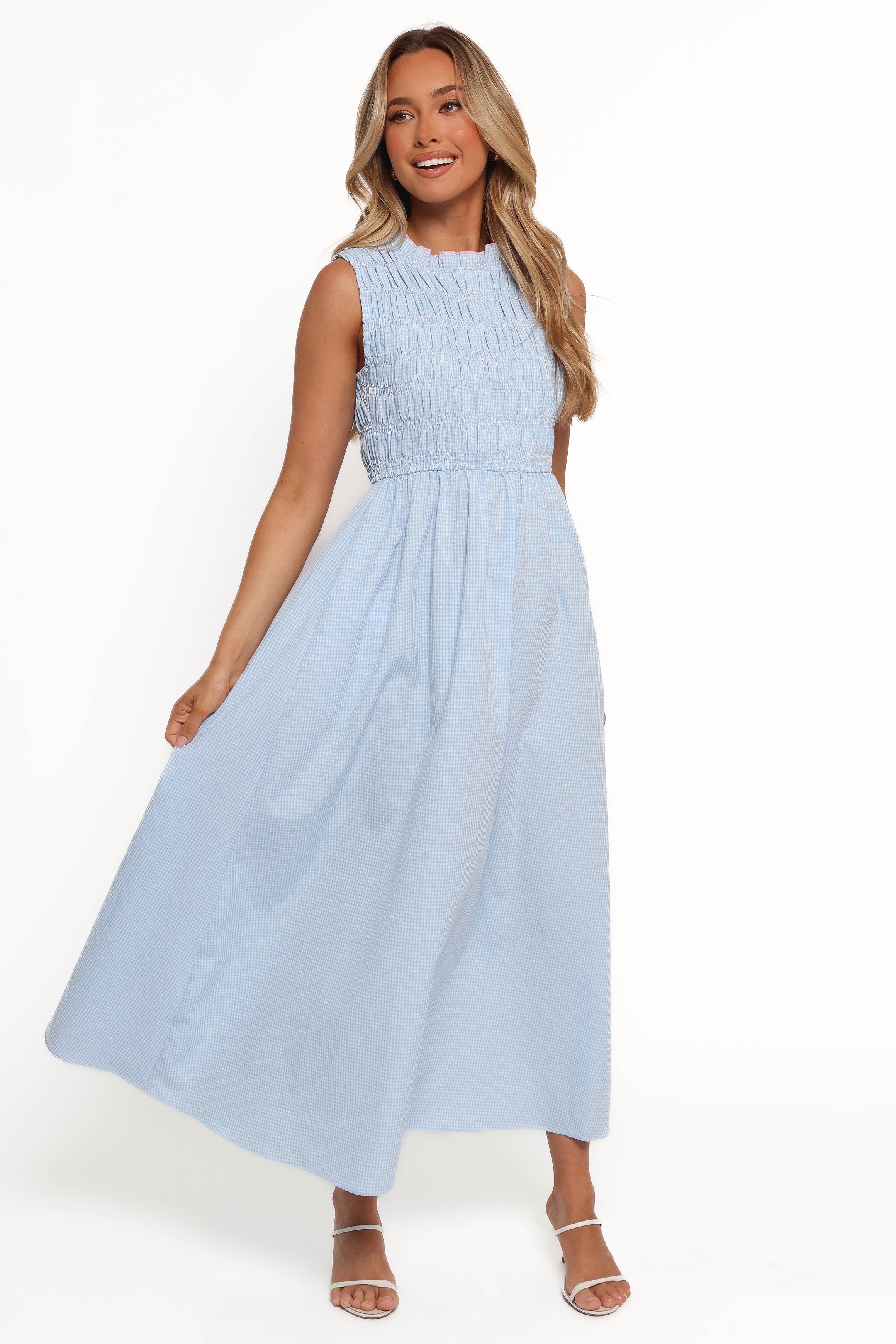 Petal and Pup USA DRESSES Lanna Maxi Dress - Blue Gingham
