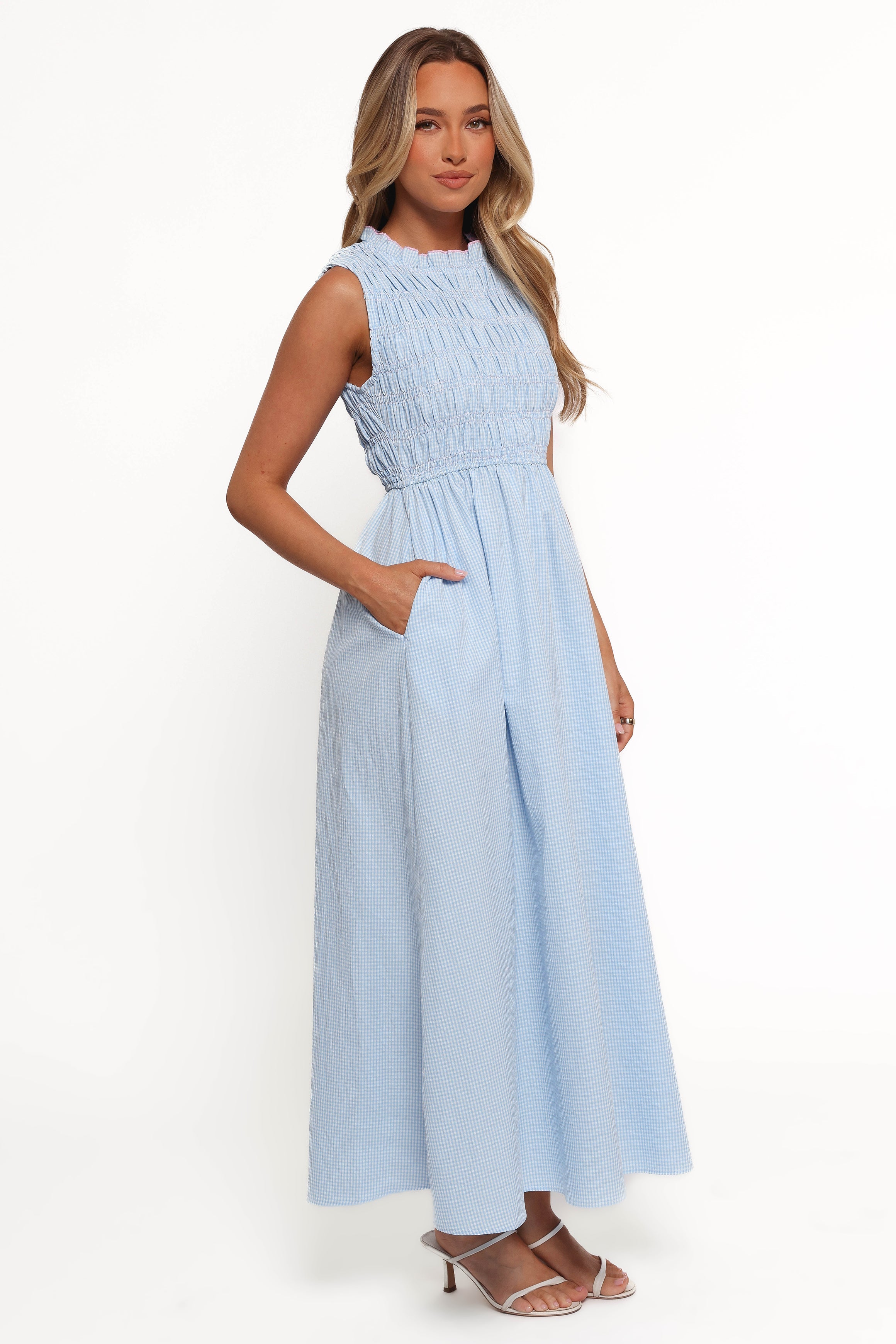 Petal and Pup USA DRESSES Lanna Maxi Dress - Blue Gingham