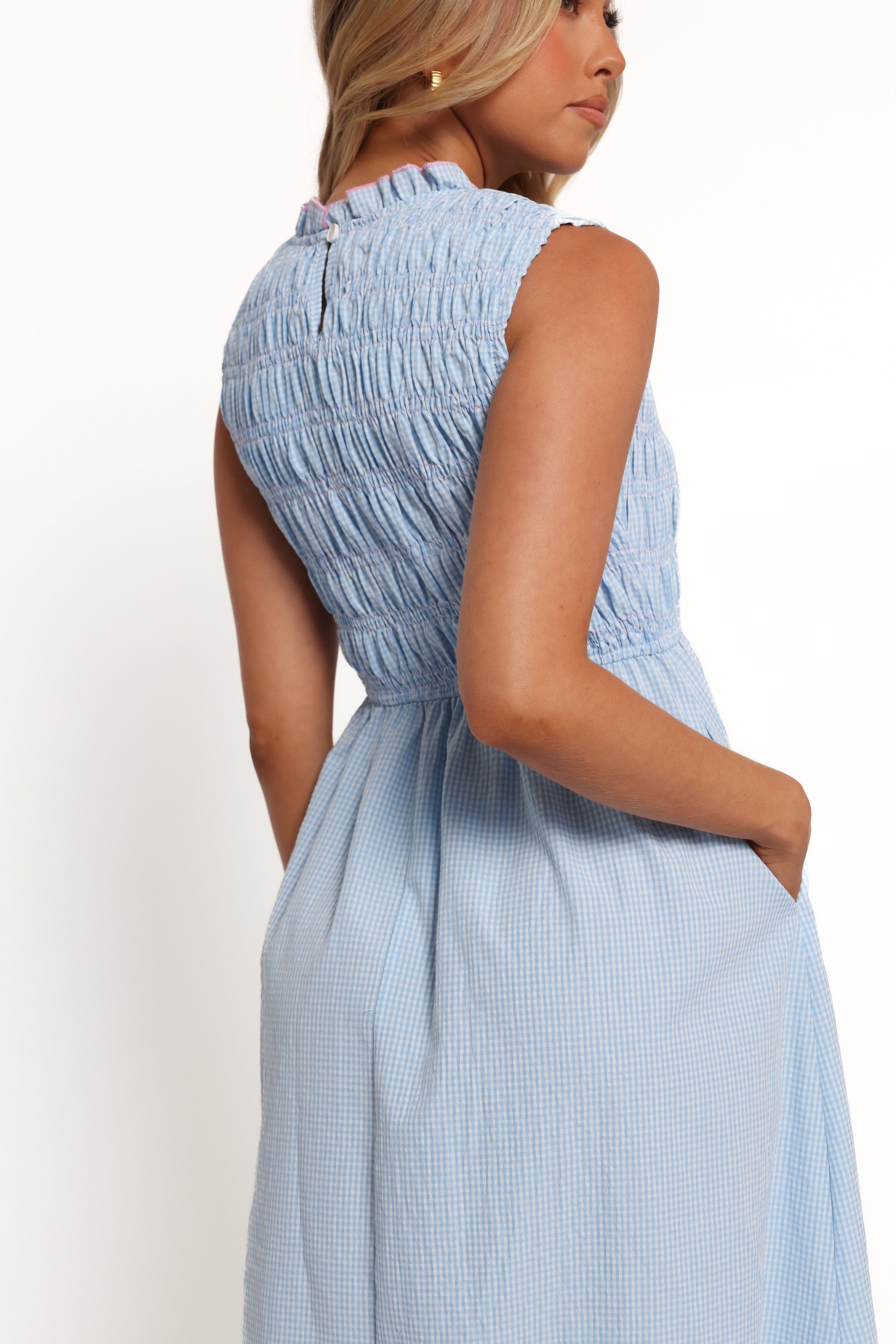 Petal and Pup USA DRESSES Lanna Maxi Dress - Blue Gingham