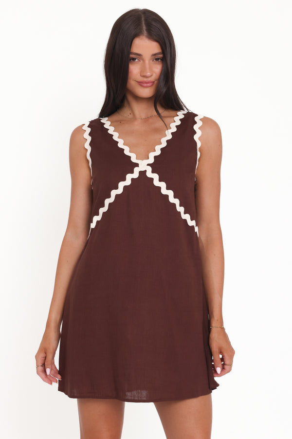 Petal and Pup USA DRESSES Lark Mini Dress - Brown