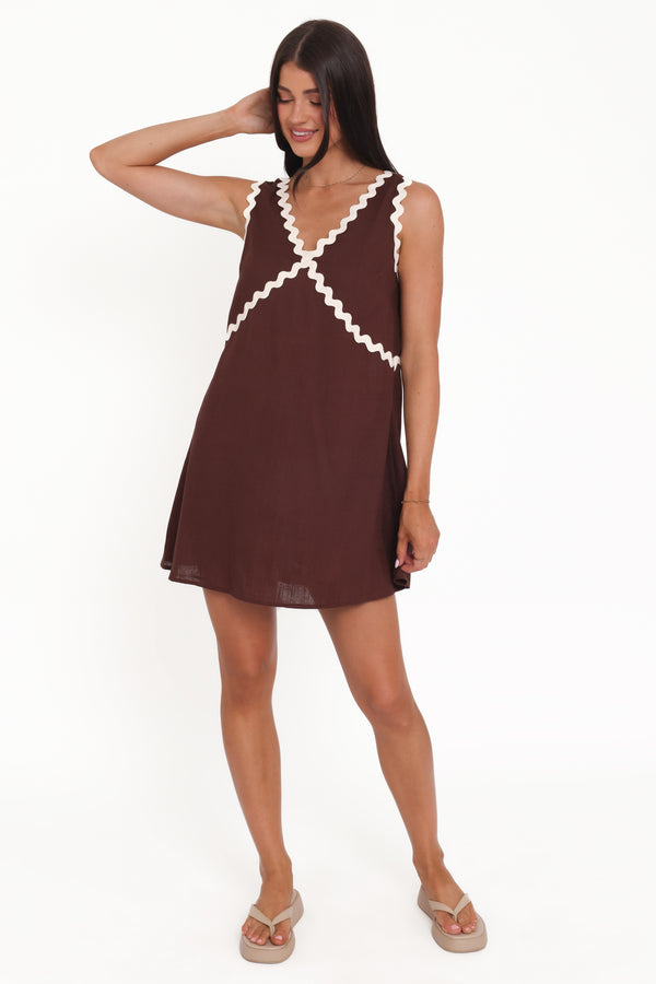 Petal and Pup USA DRESSES Lark Mini Dress - Brown