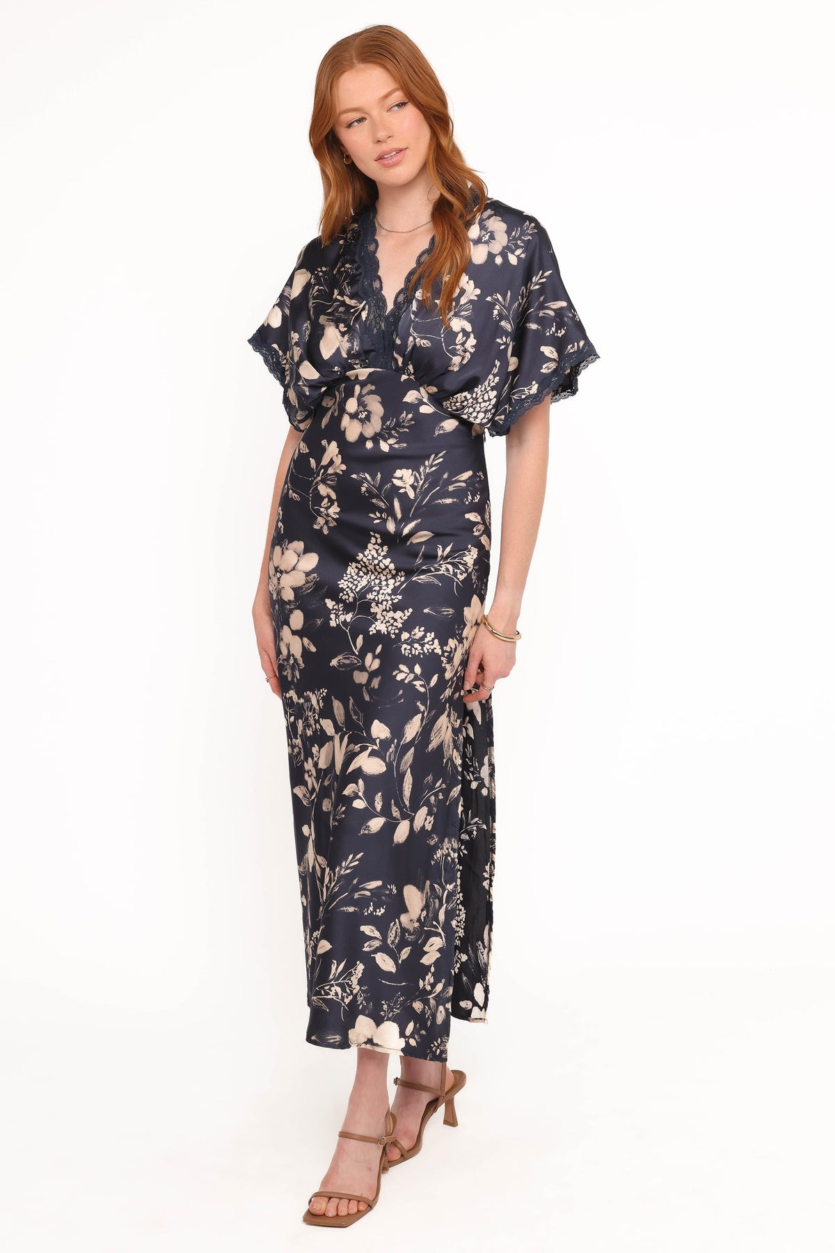 navy and cream dress Petal and Pup Women's Laurent Midi Dress