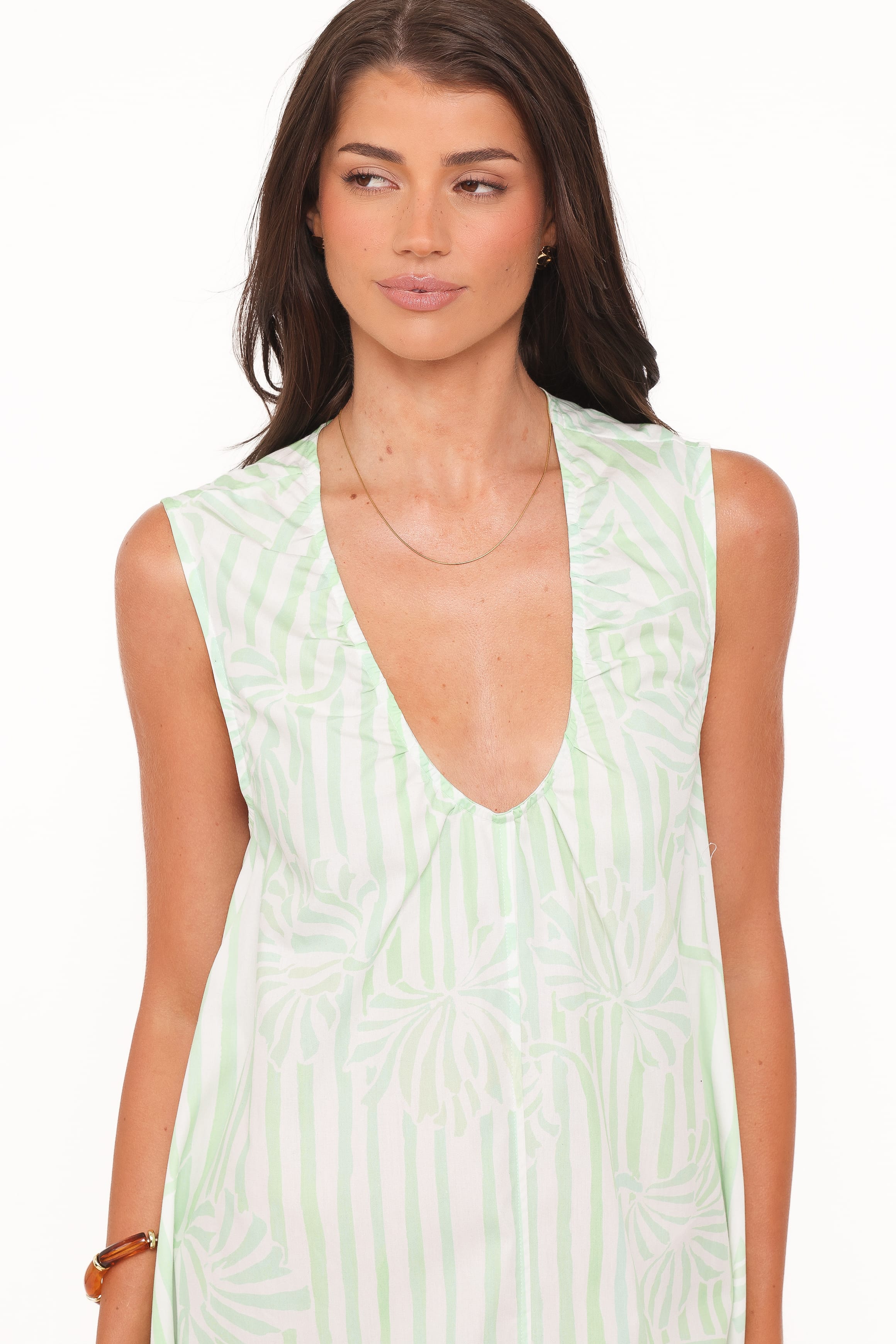 Petal and Pup USA DRESSES Laurita Maxi Dress - Jade Painted Stripe