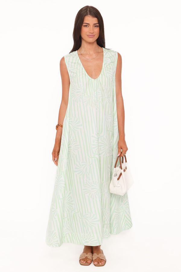 Petal and Pup USA DRESSES Laurita Maxi Dress - Jade Painted Stripe