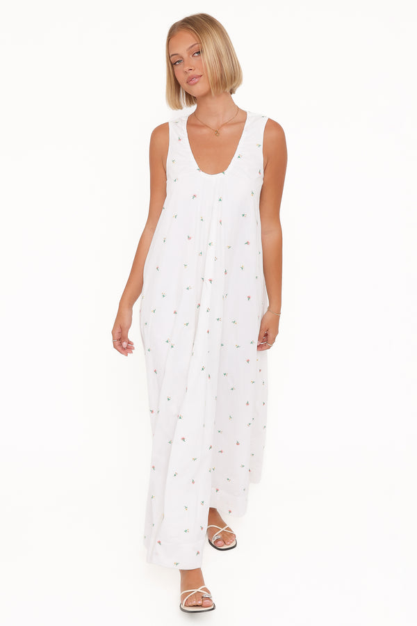 Petal and Pup USA DRESSES Laurita Maxi Dress - White Floral