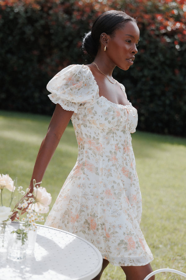 Petal and Pup USA DRESSES Lavia Mini Dress - White Multi Floral