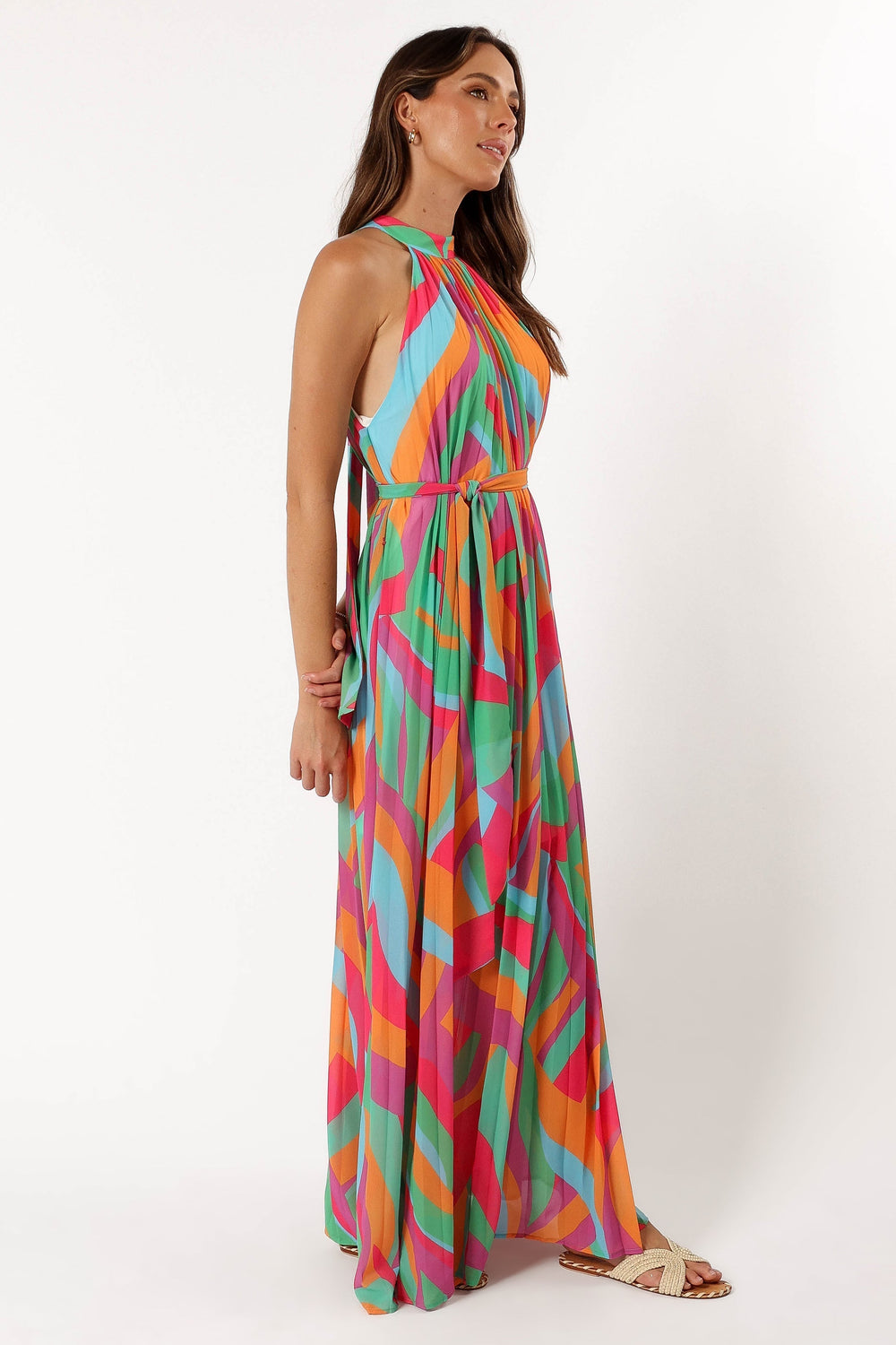 Petal and Pup USA DRESSES Leandra Halterneck Maxi Dress - Multicoloured