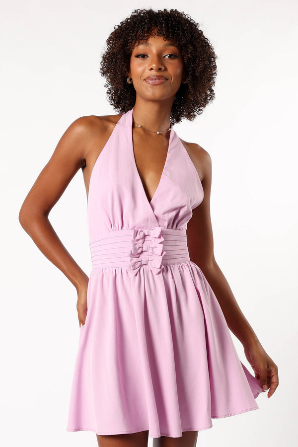 Petal and Pup USA DRESSES Leigh Halterneck Mini Dress - Lavender