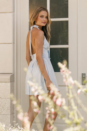 Petal and Pup USA DRESSES Leigh Halterneck Mini Dress - Light Blue