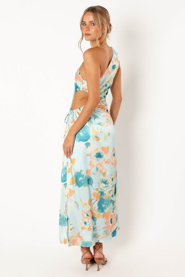 Petal and Pup USA DRESSES Leighton One Shoulder Midi Dress - Light Blue