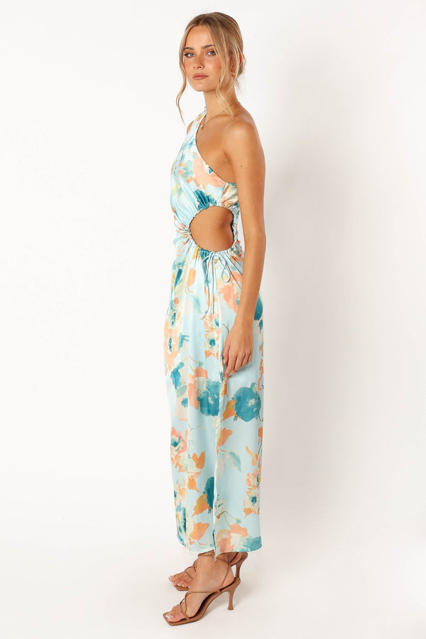 Petal and Pup USA DRESSES Leighton One Shoulder Midi Dress - Light Blue