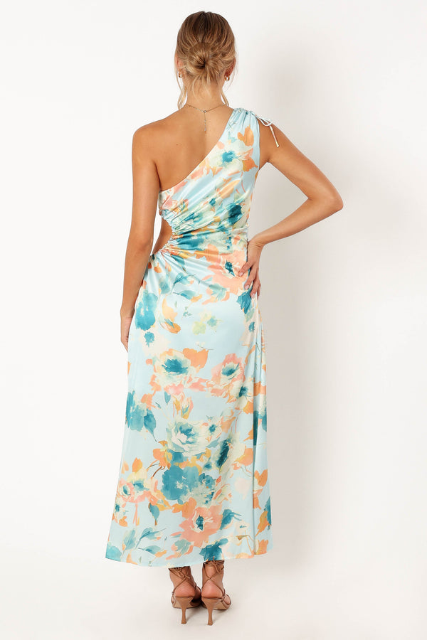 Petal and Pup USA DRESSES Leighton One Shoulder Midi Dress - Light Blue