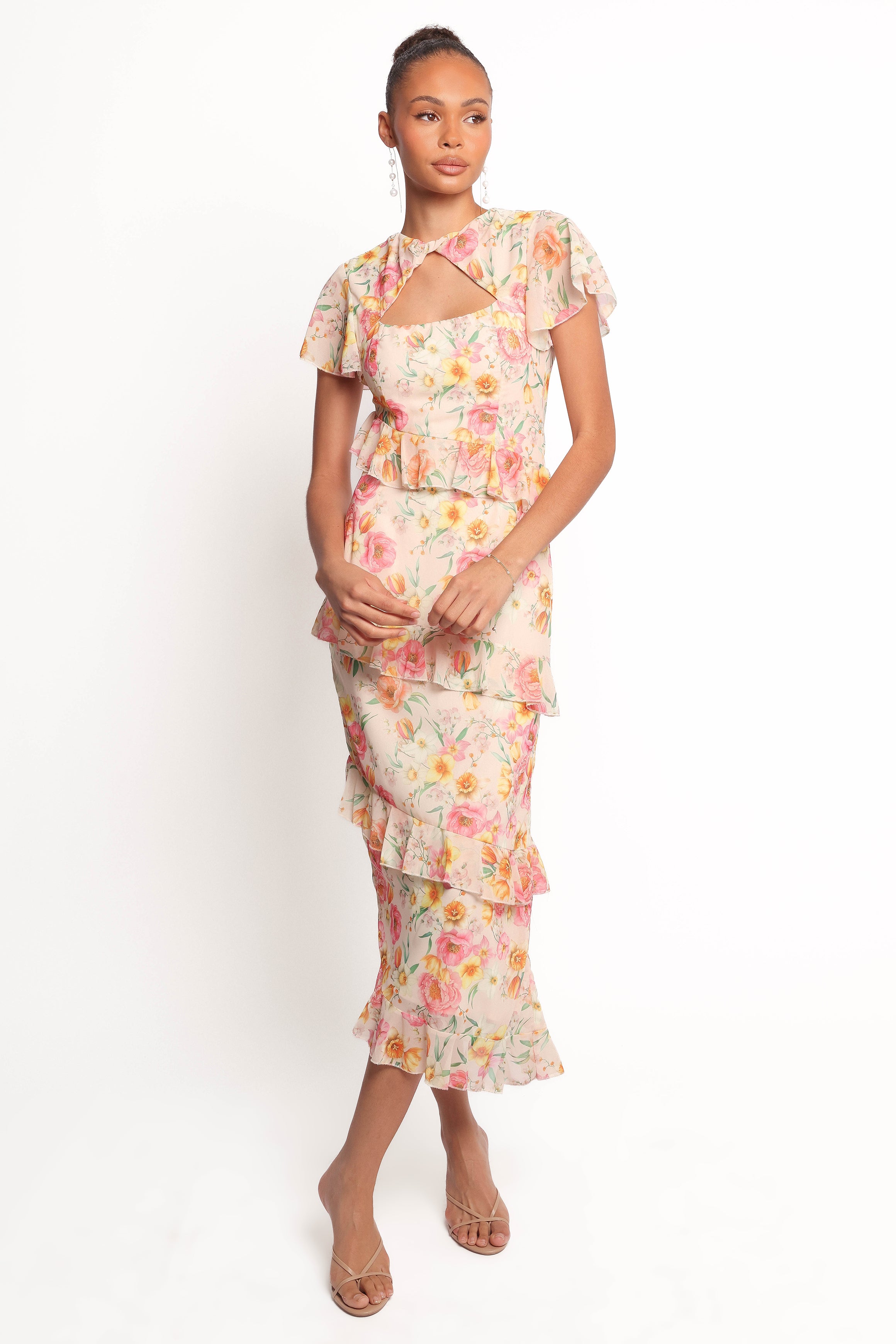 Kleo One Shoulder Maxi Dress - Pink Floral
