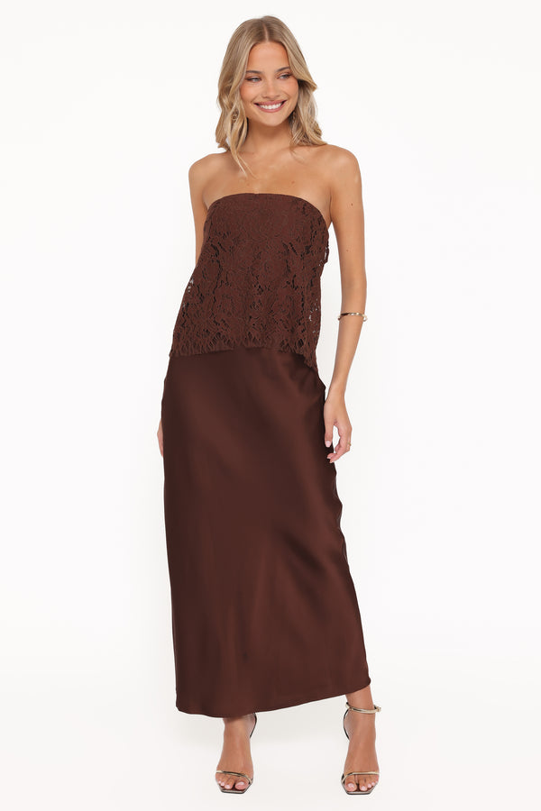 Petal and Pup USA DRESSES Lelita Strapless Maxi Dress - Brown