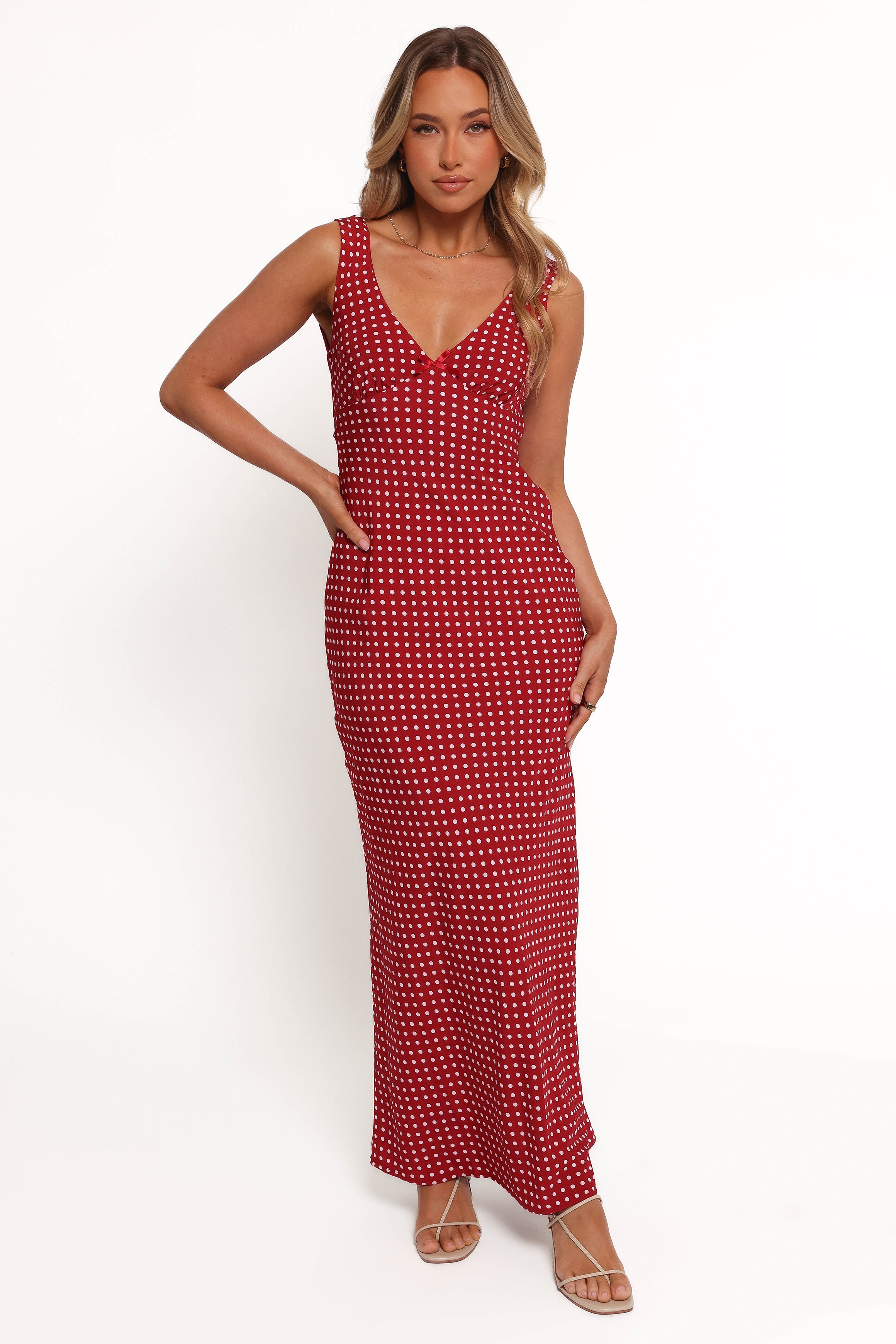 Petal and Pup USA DRESSES Leni Maxi Dress - Red Polka Dot