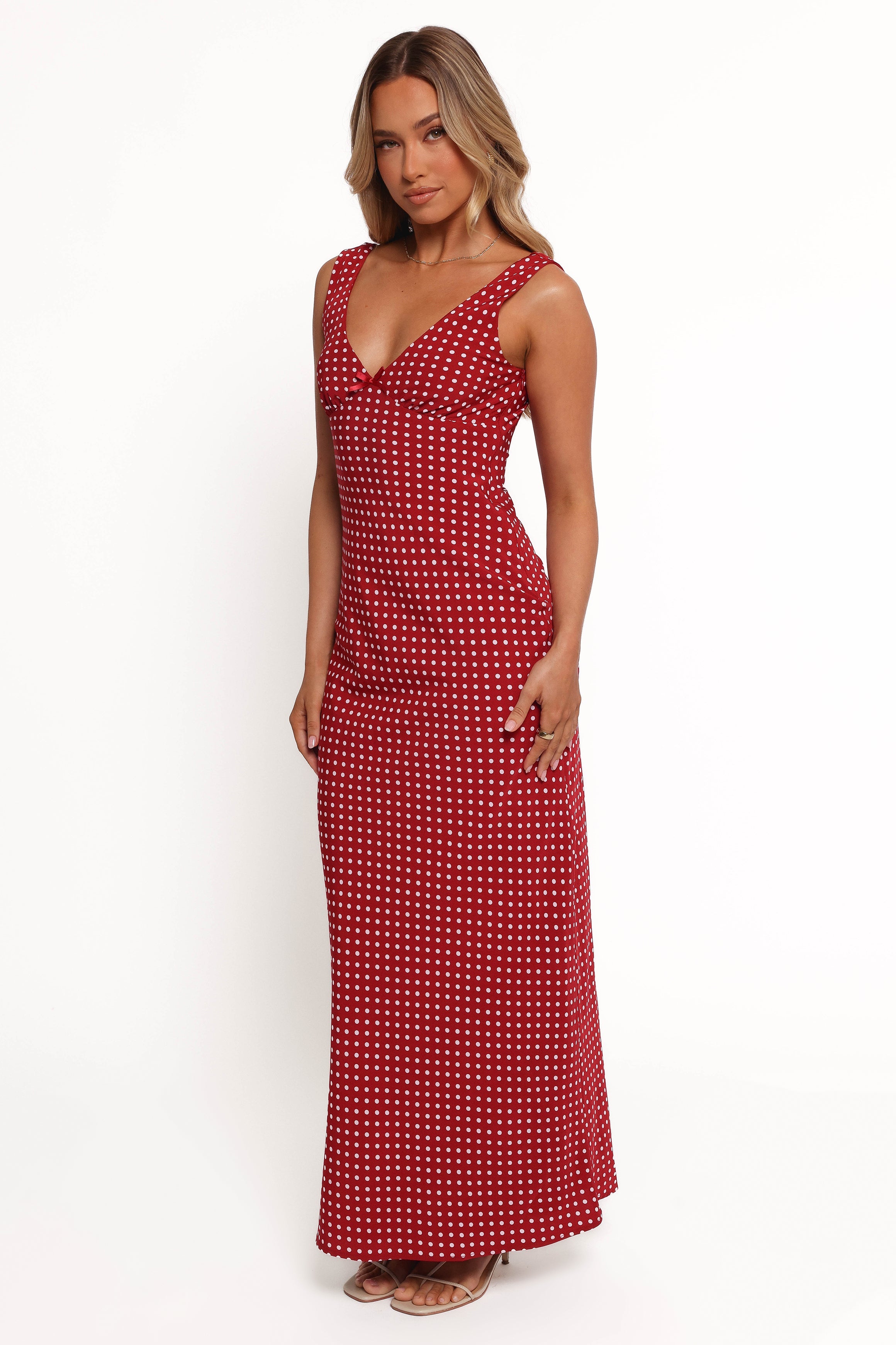 Petal and Pup USA DRESSES Leni Maxi Dress - Red Polka Dot