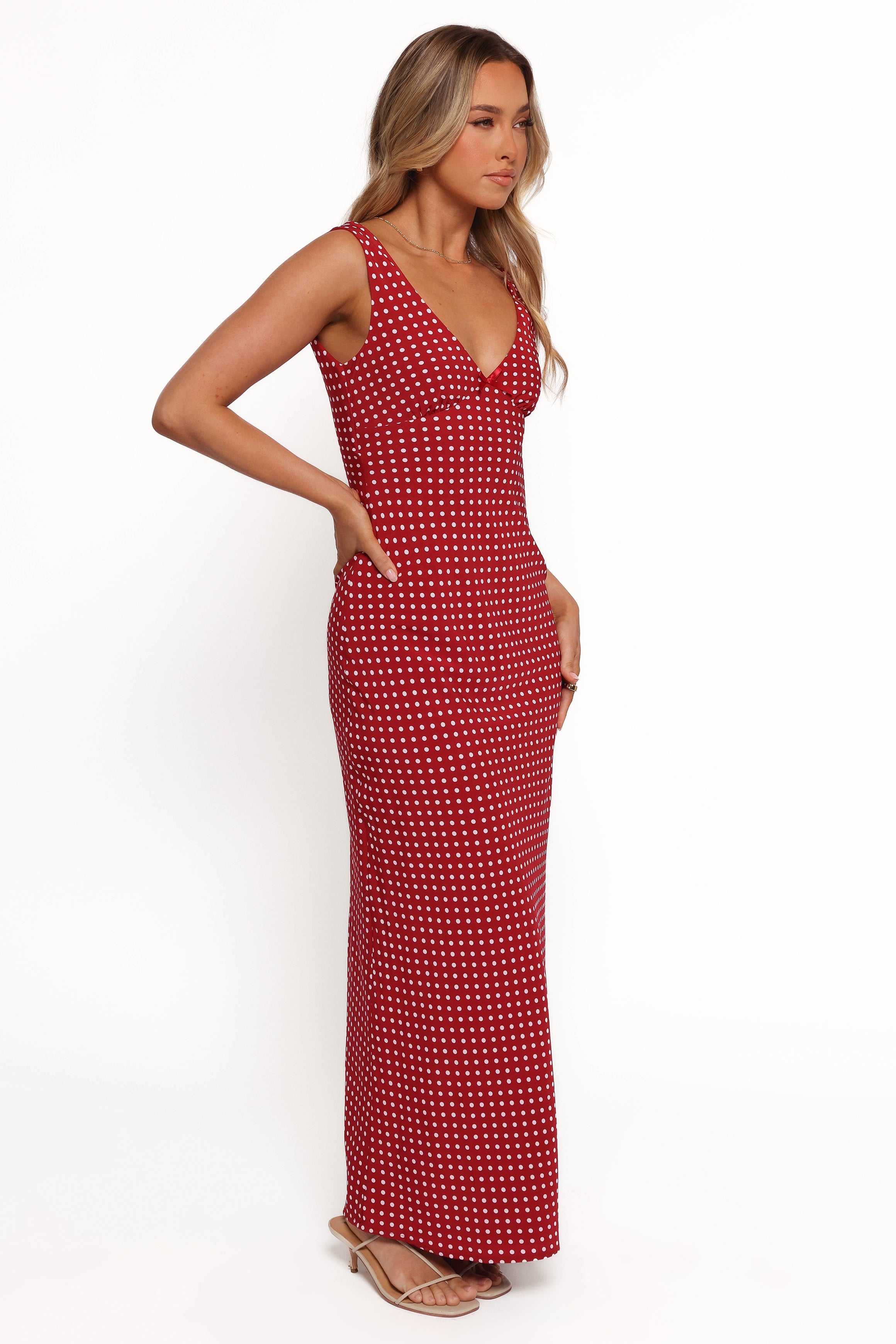 Petal and Pup USA DRESSES Leni Maxi Dress - Red Polka Dot