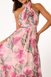 Petal and Pup USA DRESSES Lennon Halterneck Maxi Dress - Pink Floral