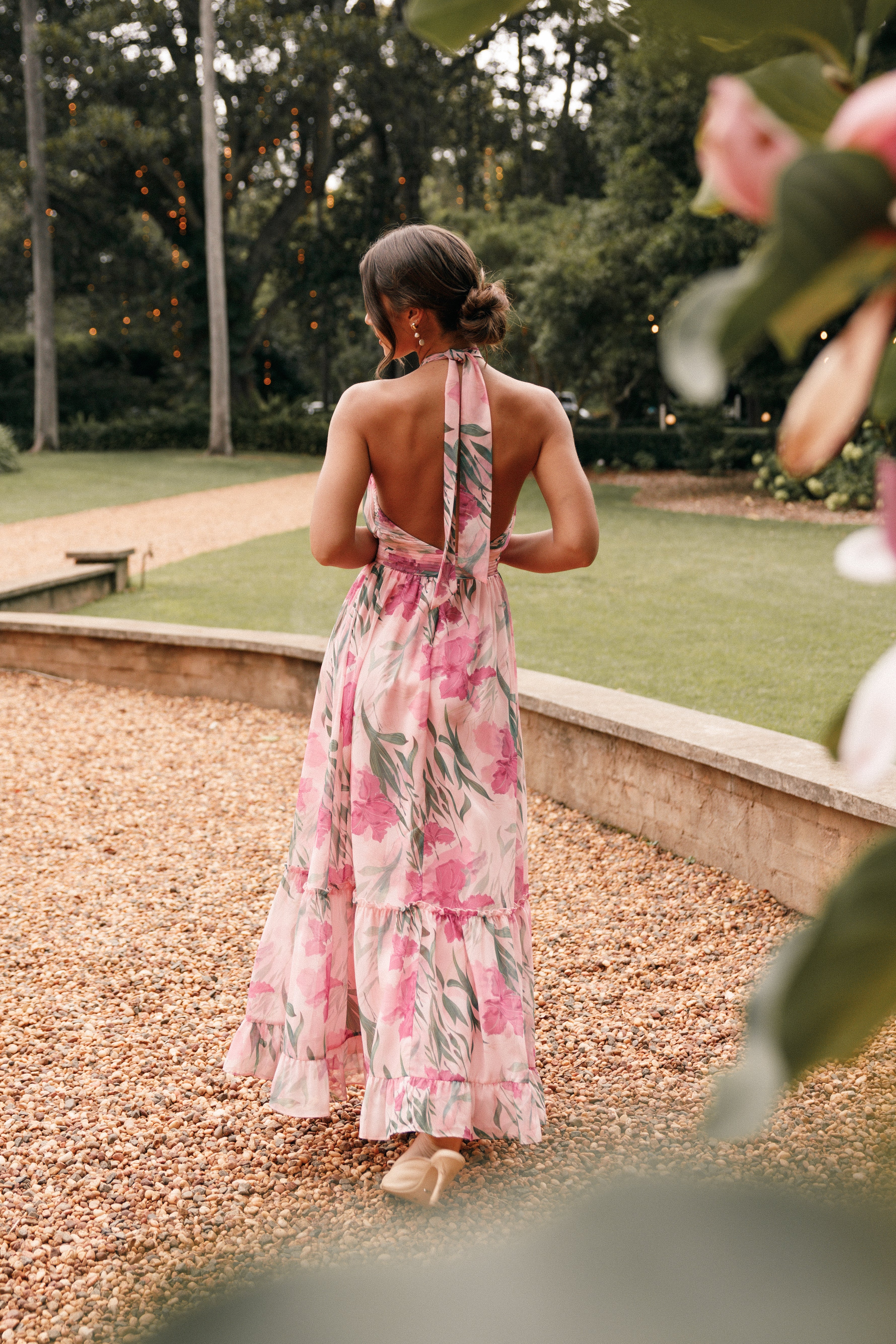 Lennon Halterneck Maxi Dress Pink Floral