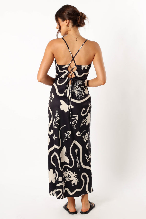 Petal and Pup USA DRESSES Leo Long Midi Slip Dress - Black Sand