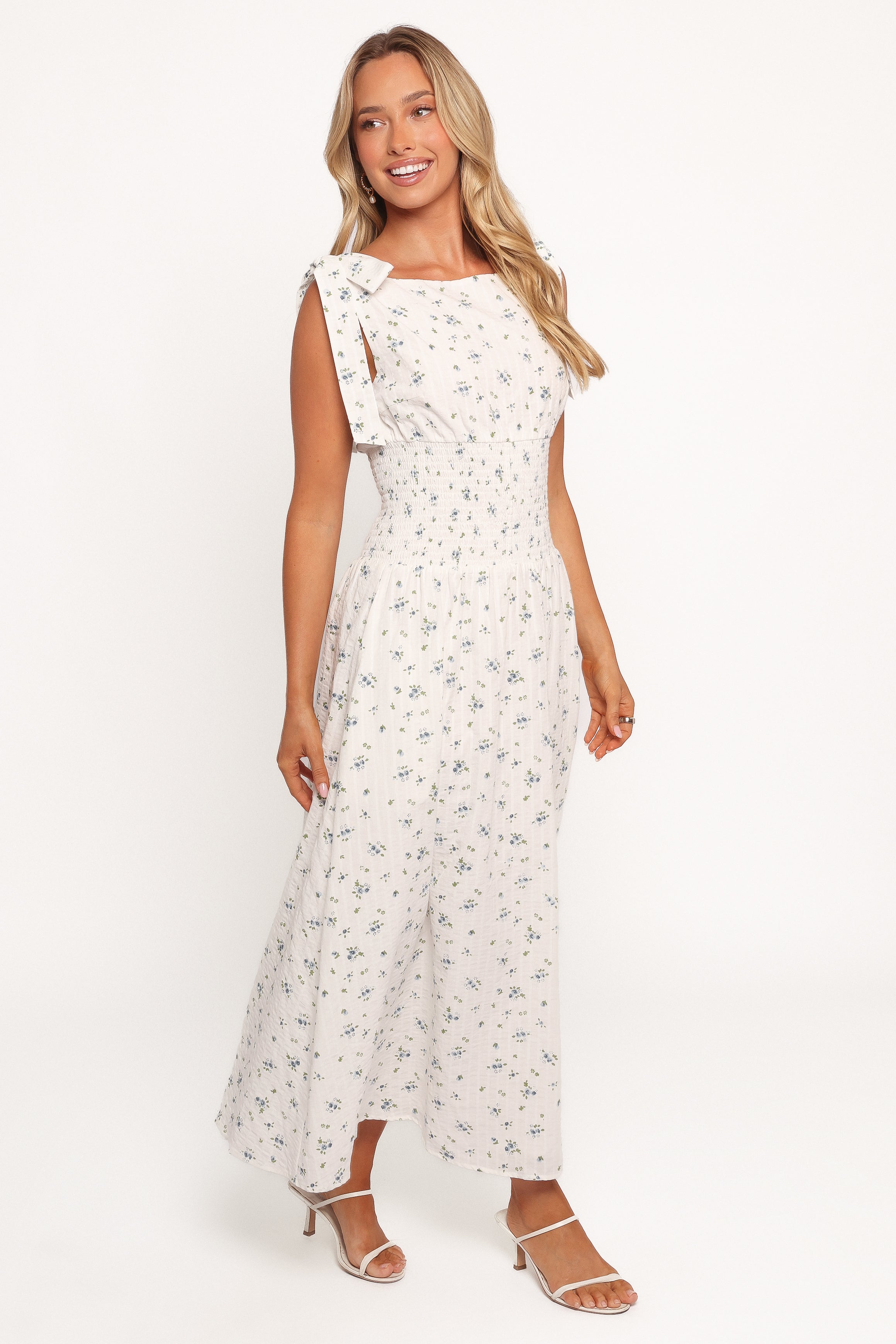 Petal and Pup USA DRESSES Leticia Midi Dress - Blue Ditsy Floral (Hold for Rack)