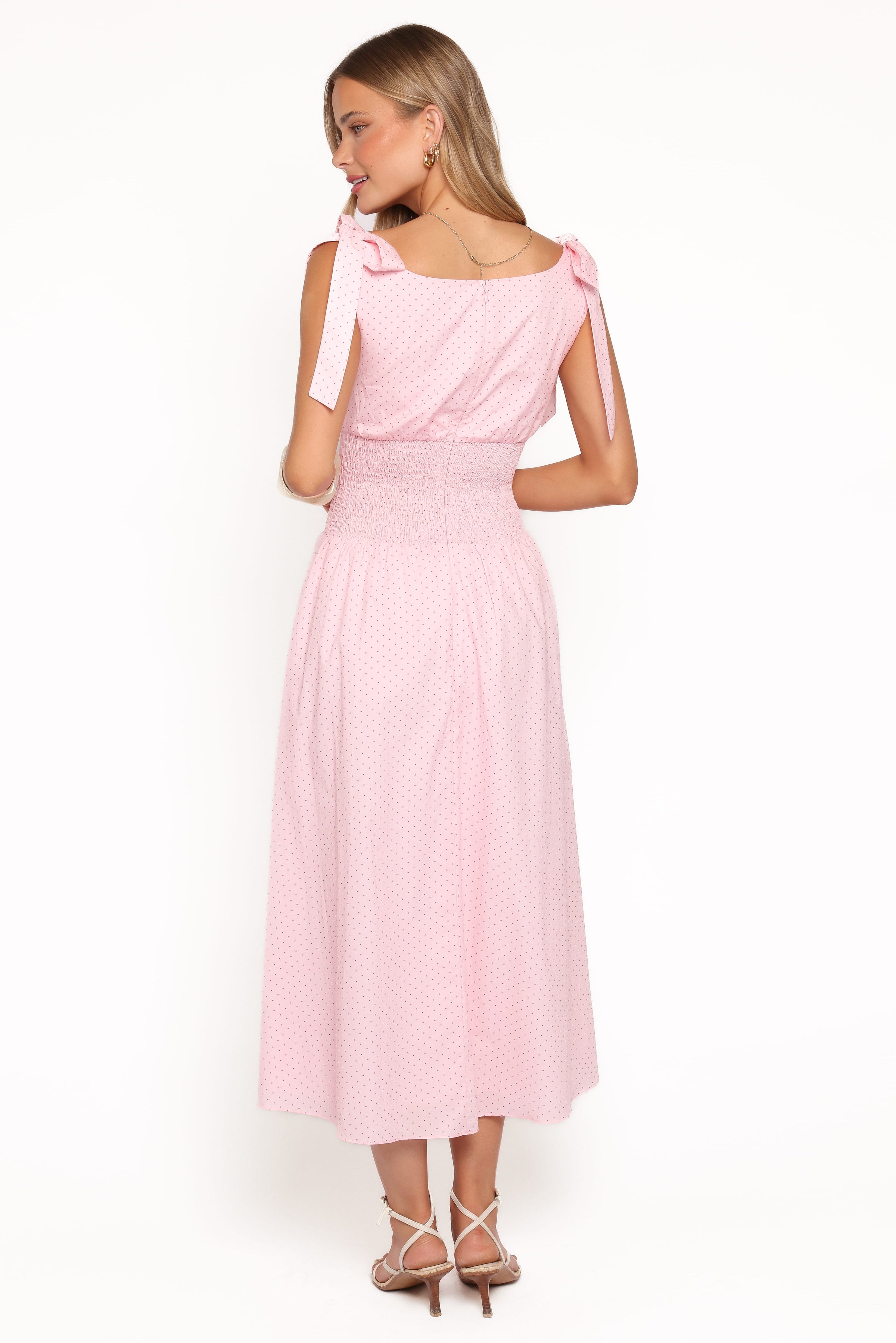 Petal and Pup USA DRESSES Leticia Midi Dress - Pink Polka Dot