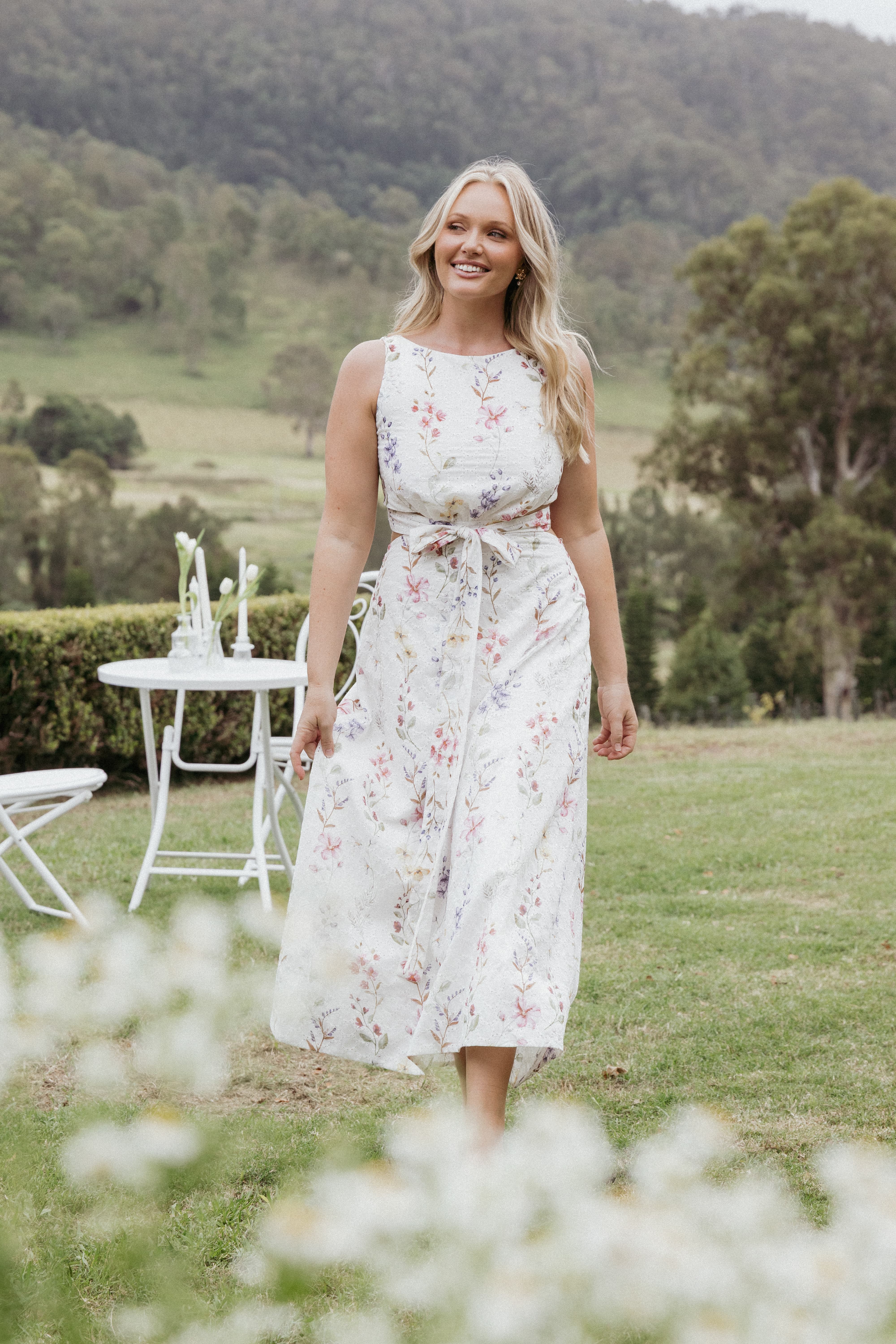 Petal and Pup USA DRESSES Levin Midi Dress - White Floral (Hold for Rack)