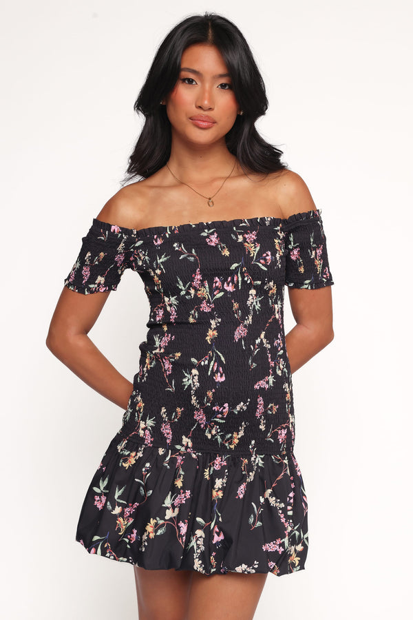 Petal and Pup USA DRESSES Lewis Mini Dress - Black Floral (Hold for Rack)