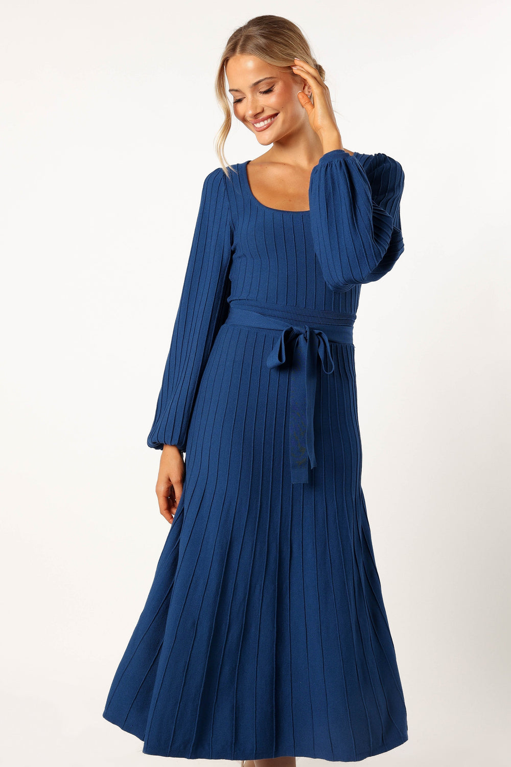 Lexi Long Sleeve Midi Dress - Blue - Petal & Pup USA