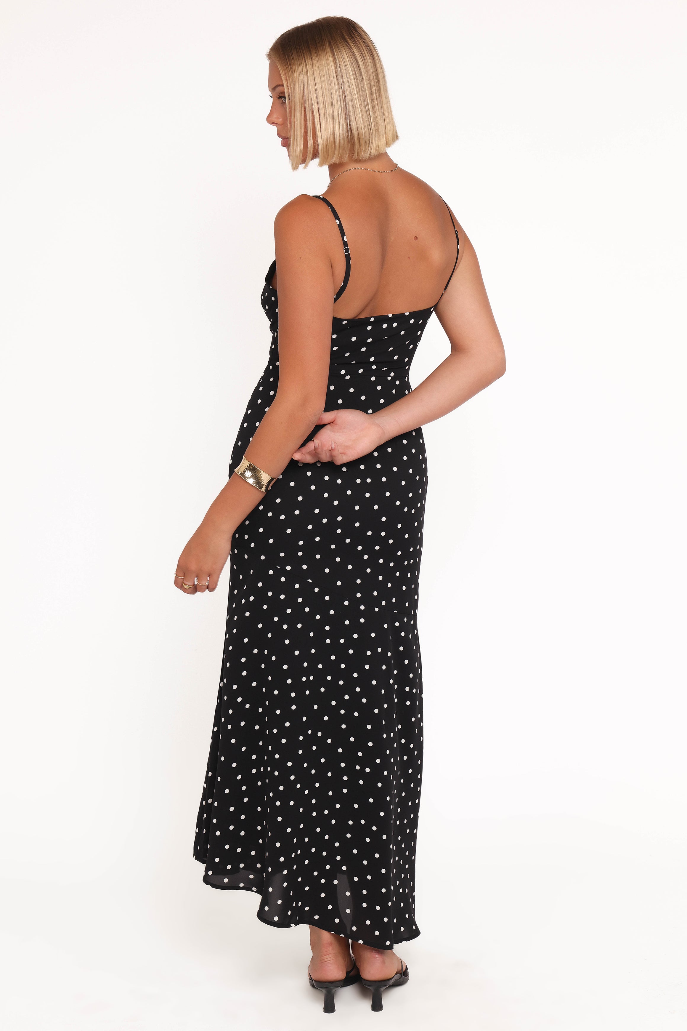 Petal and Pup USA DRESSES Lexia Midi Dress - Black Polka Dot